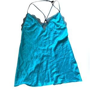 Victoria secret teal satin lace slip Sz large